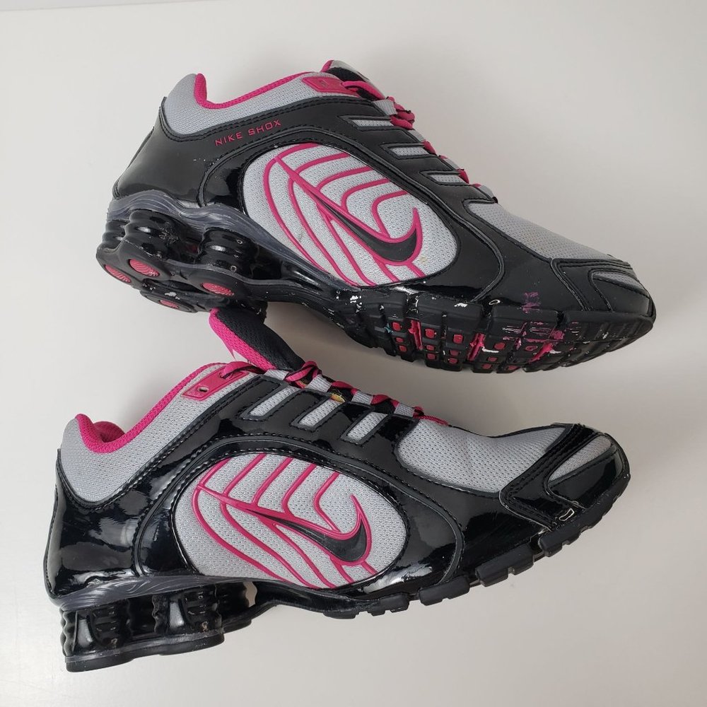 Nike Shox Lace Up Sneakers Black Grey Pink Womens Athletic Casual Shoes Size 7.5 - Picture 6 of 14
